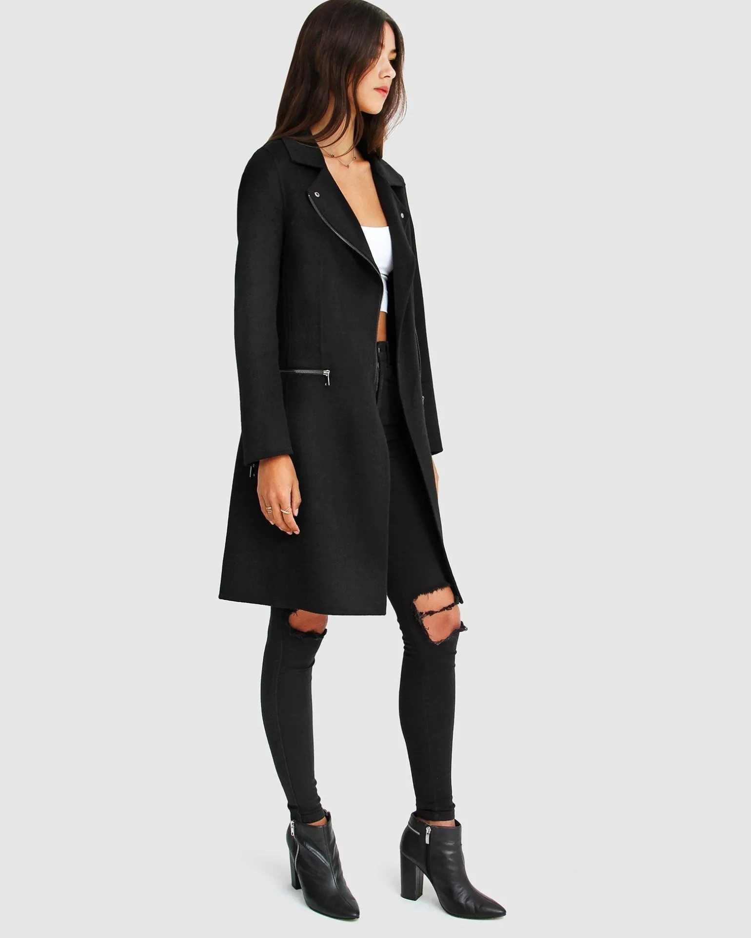 Belle & Bloom Wool Coats | Wool Coats>NEW FIT Last Chance Wool Blend Moto Coat -