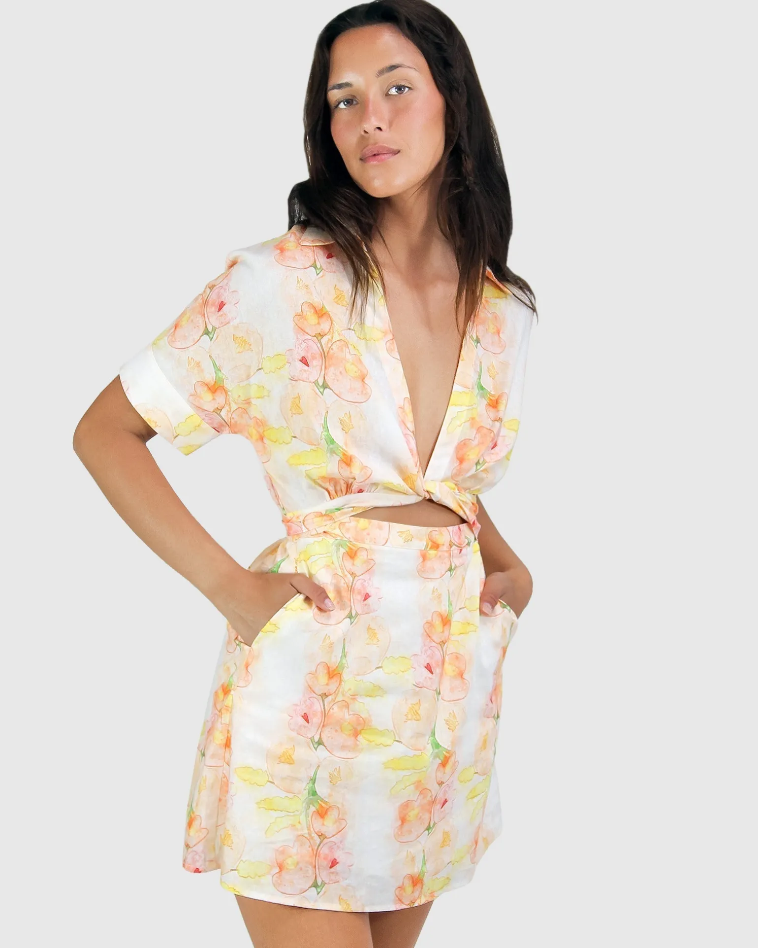 Belle & Bloom Mini Dresses | Mini Dresses>Open Arms Cut Out Dress - Floral Bouquet
