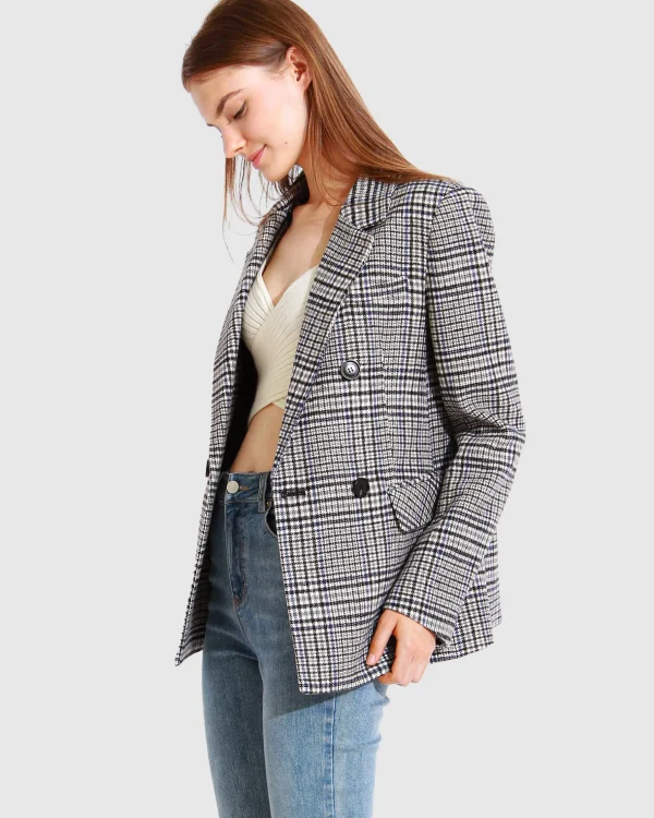 Belle & Bloom Blazers | Suits & Blazers>Piccadilly Wool Blend Plaid Blazer -