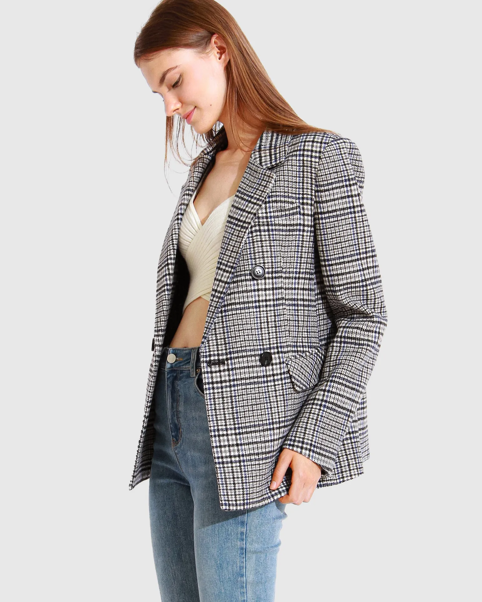 Belle & Bloom Blazers | Suits & Blazers>Piccadilly Wool Blend Plaid Blazer -
