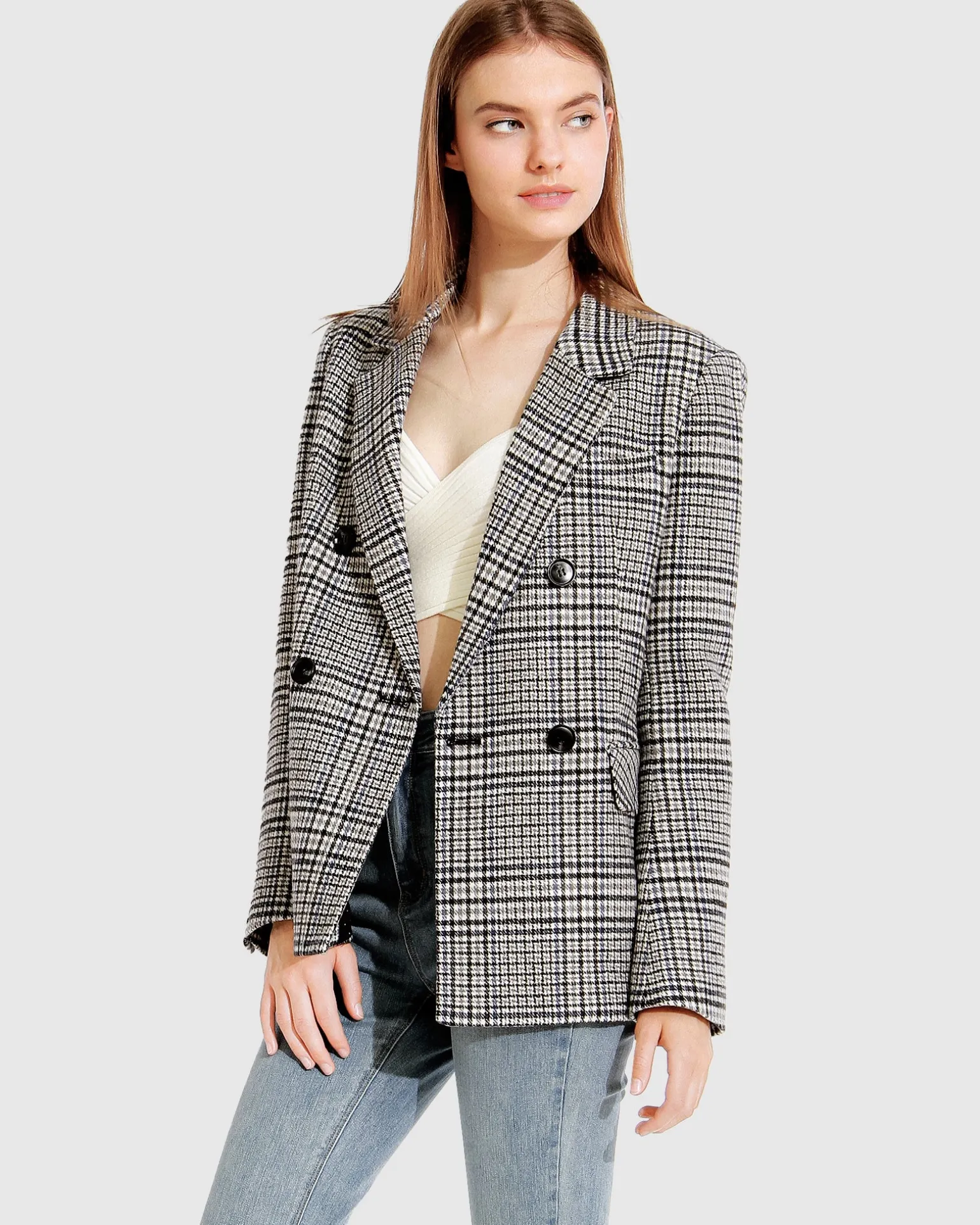 Belle & Bloom Blazers | Suits & Blazers>Piccadilly Wool Blend Plaid Blazer -