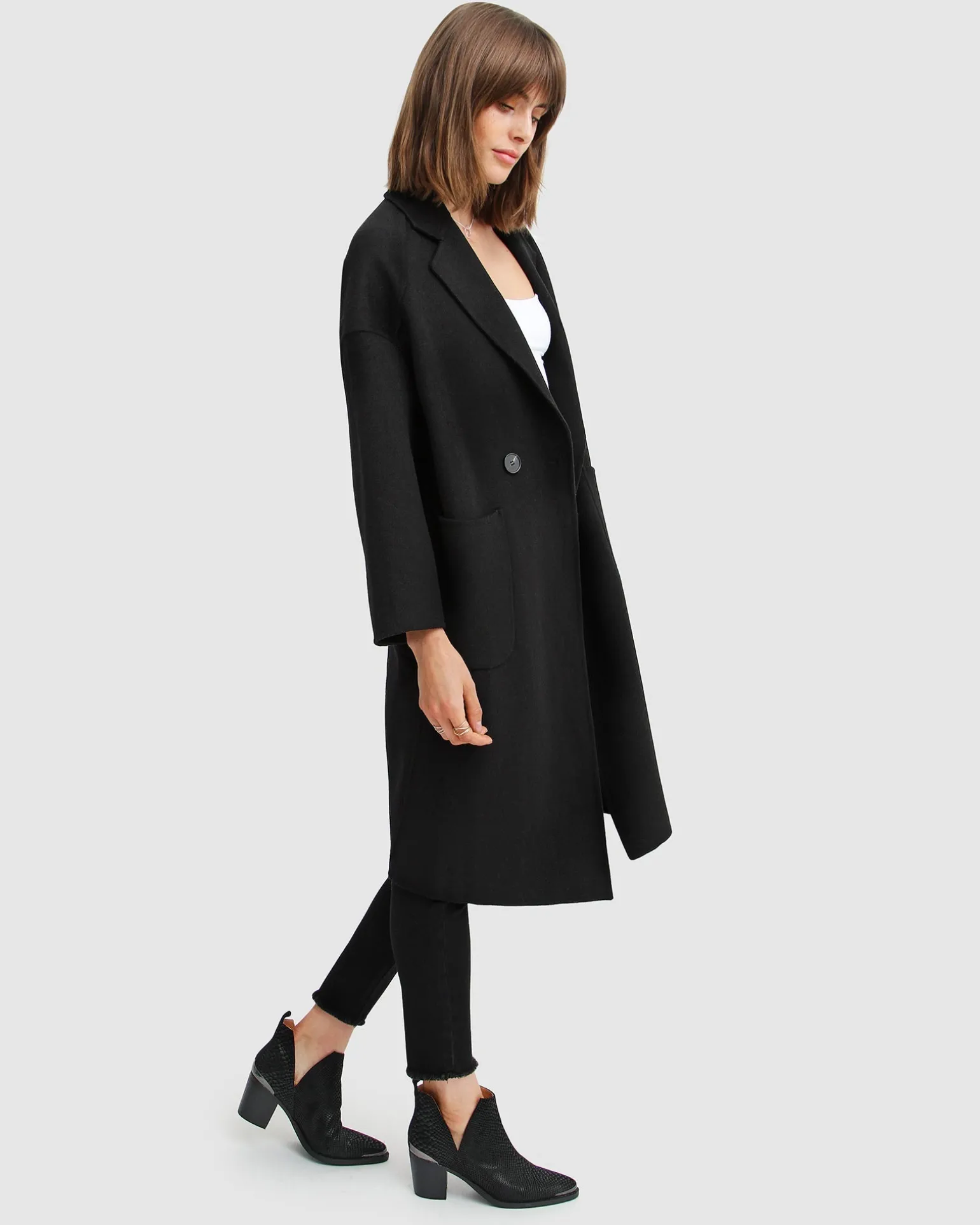 Belle & Bloom Wool Coats | Wool Coats>Publisher Double-Breasted Wool Blend Coat - Black