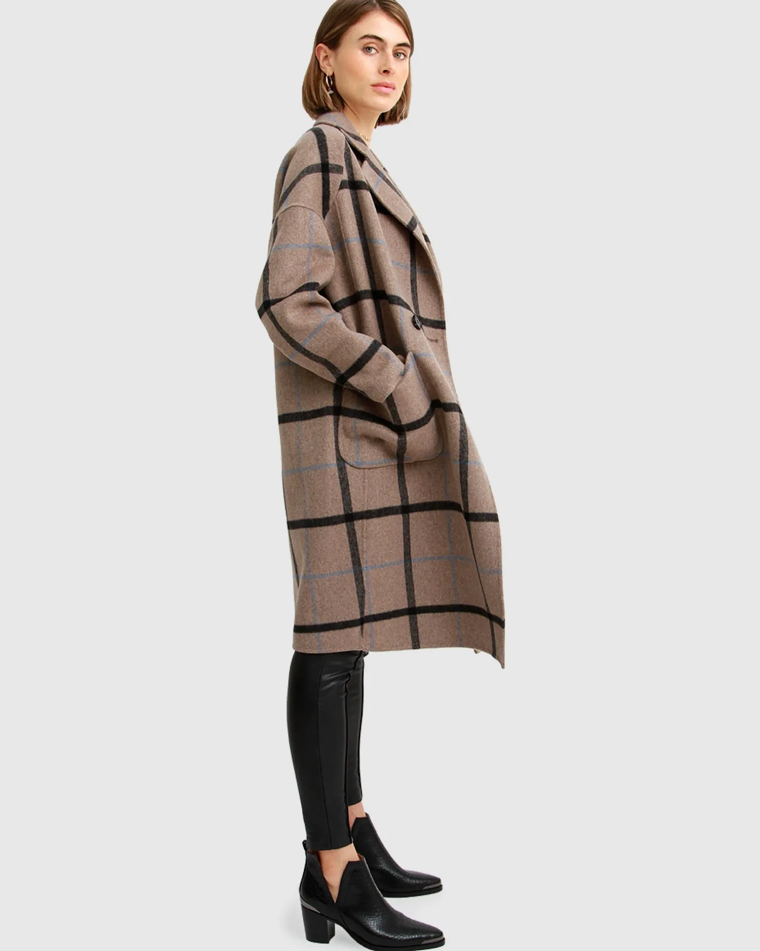Belle & Bloom Wool Coats | Wool Coats>Publisher Double-Breasted Wool Blend Coat - Oat Plaid
