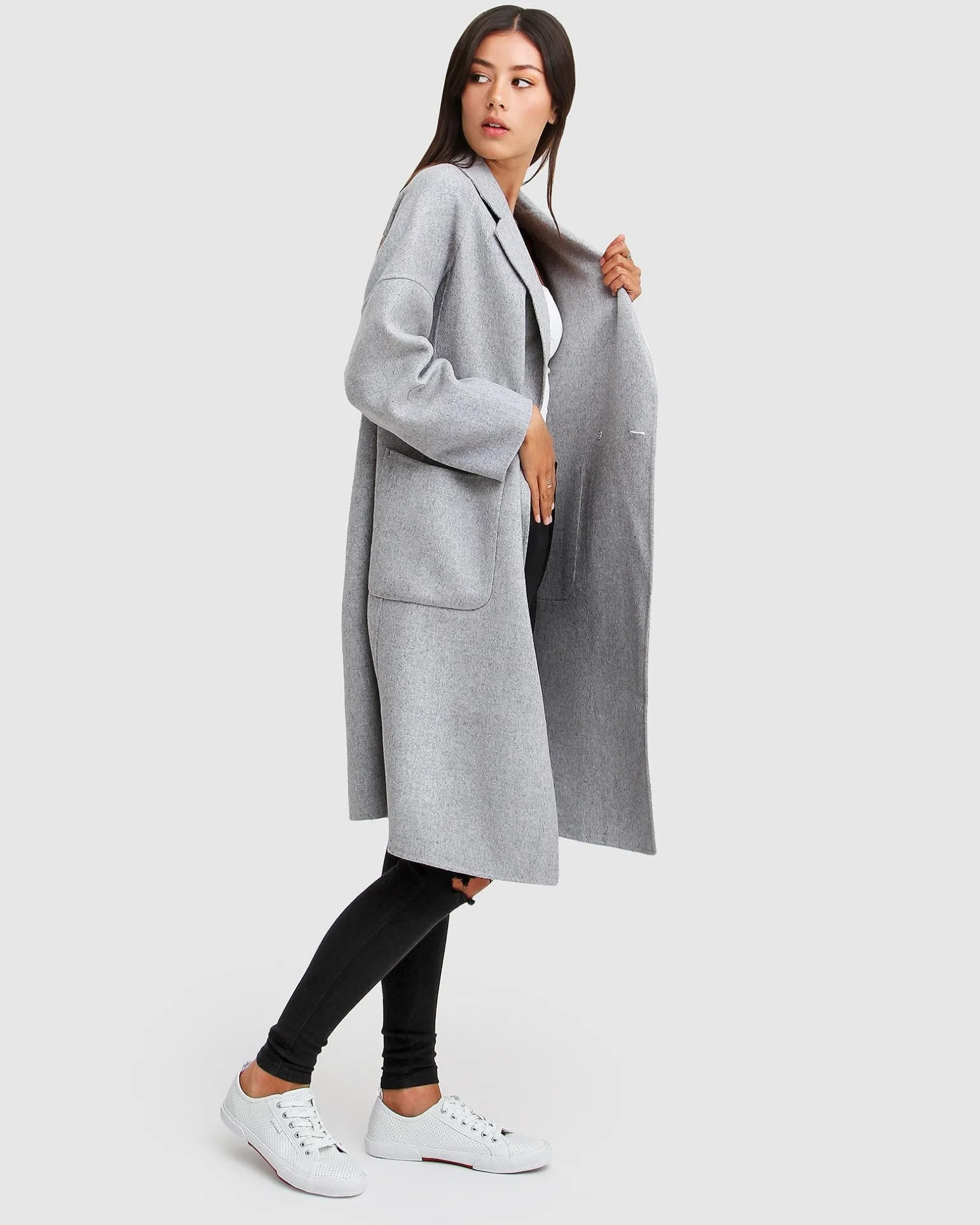 Belle & Bloom Wool Coats | Wool Coats>Publisher Double-Breasted Wool Blend Coat - Grey Marle