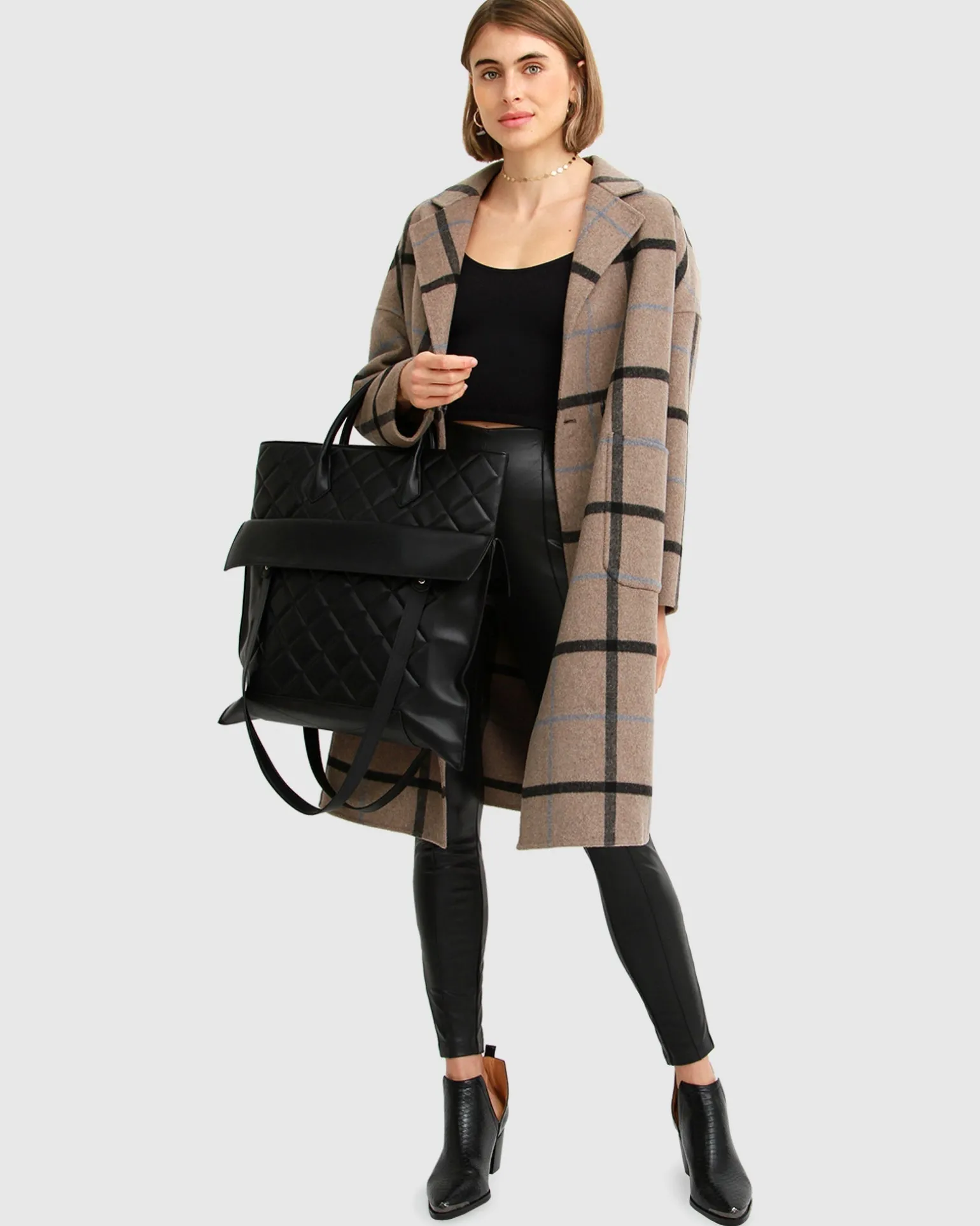 Belle & Bloom Wool Coats | Wool Coats>Publisher Double-Breasted Wool Blend Coat - Oat Plaid