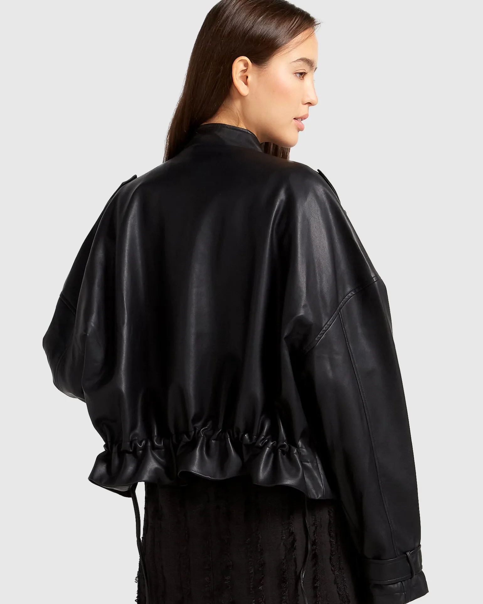 Belle & Bloom Leather Jackets | Leather Coats>Reload Draped Leather Look Jacket -