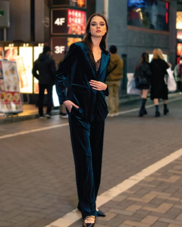 Belle & Bloom Pants>Reverie Velvet Pant - Dark Teal