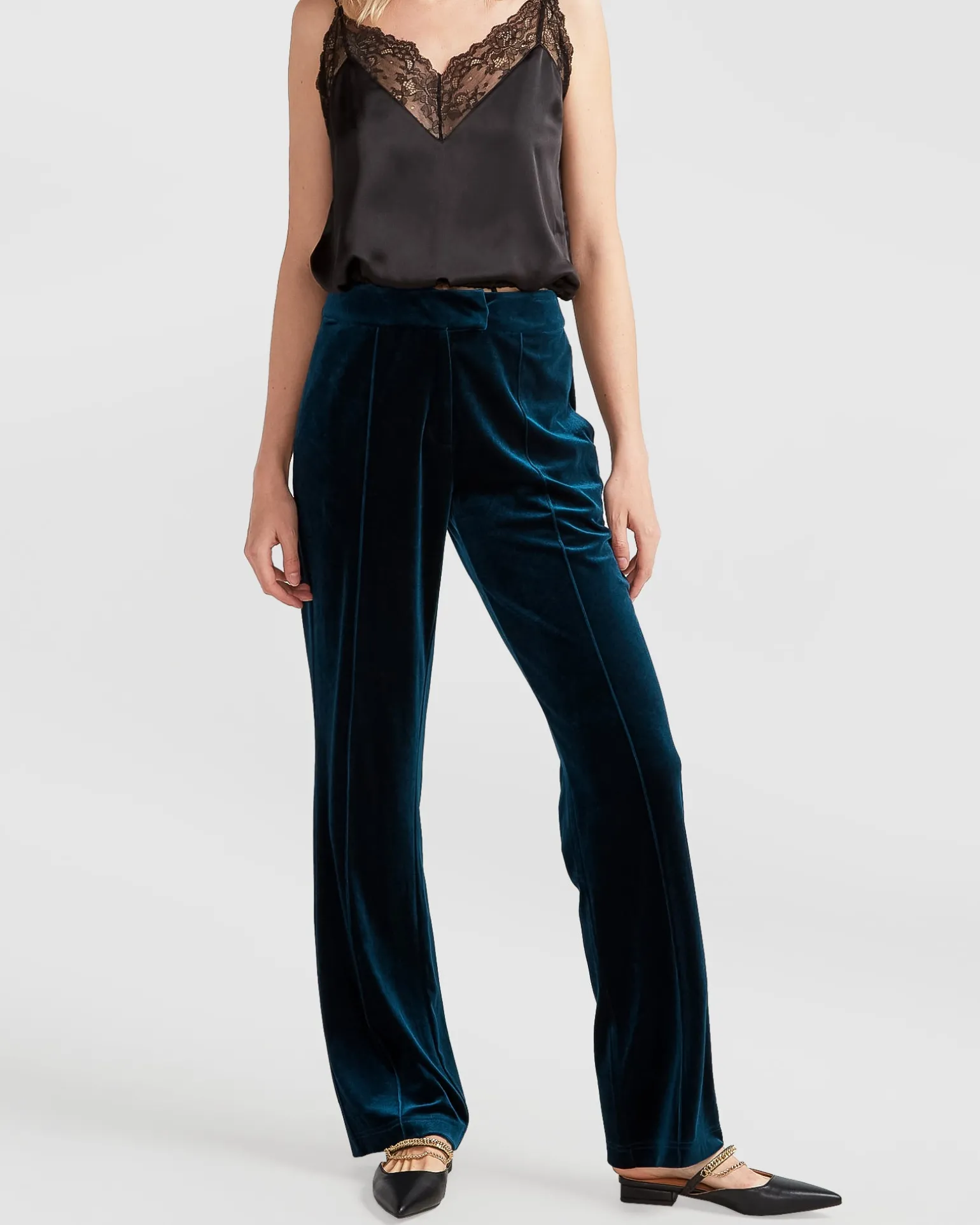 Belle & Bloom Pants>Reverie Velvet Pant - Dark Teal