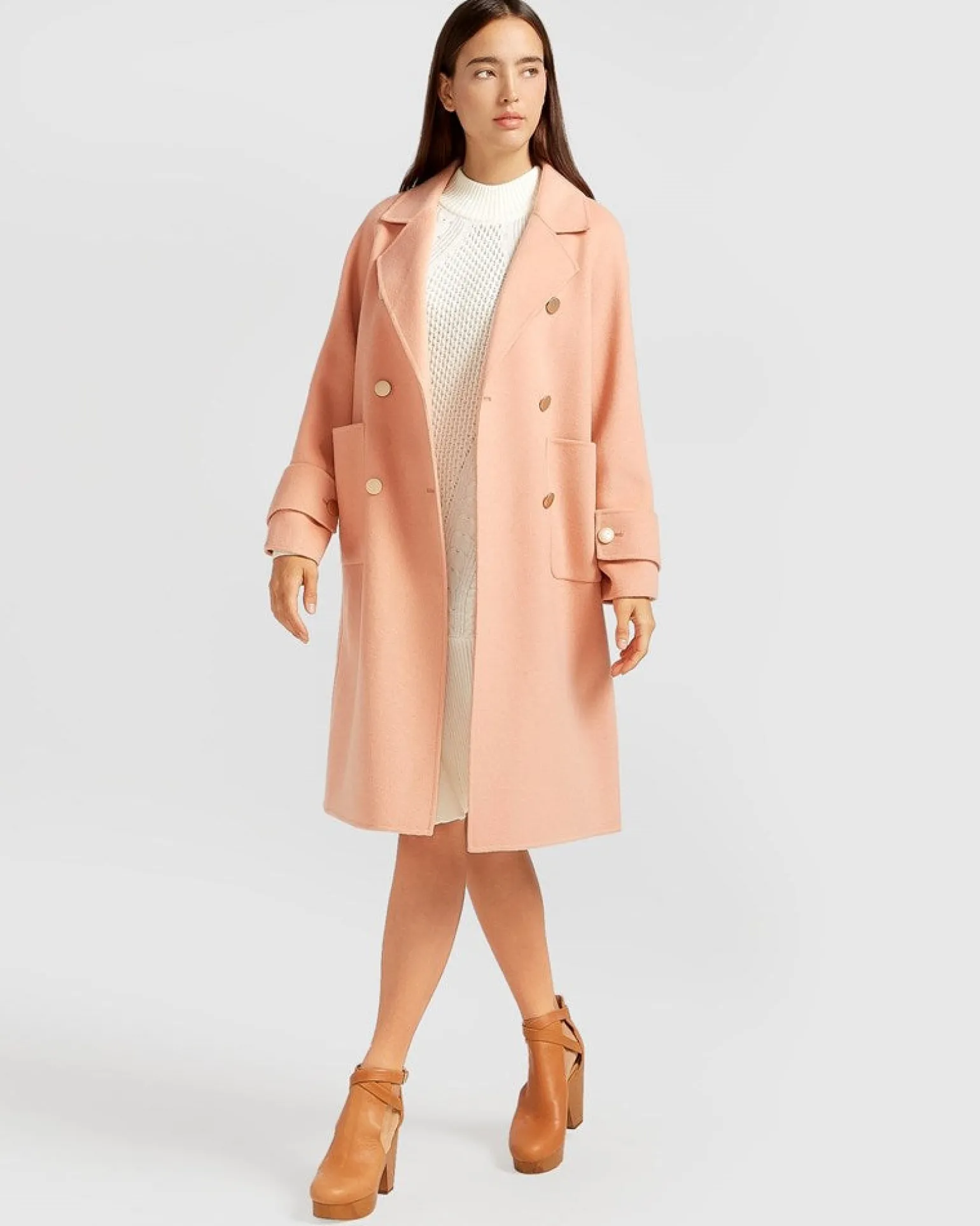 Belle & Bloom Wool Coats | Wool Coats>Rumour Has It Oversized Wool Blend Coat - Peach Fizz