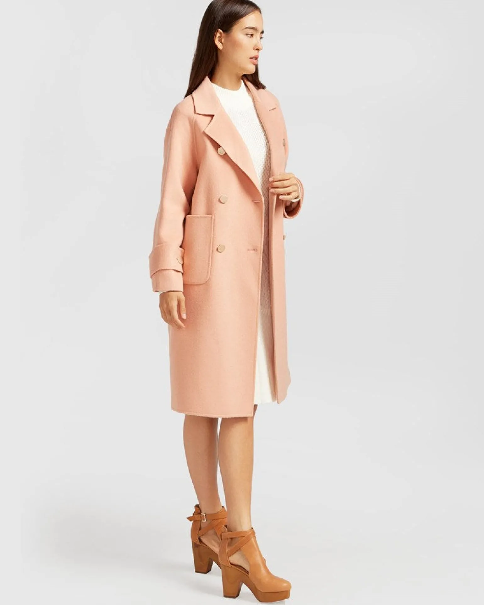 Belle & Bloom Wool Coats | Wool Coats>Rumour Has It Oversized Wool Blend Coat - Peach Fizz