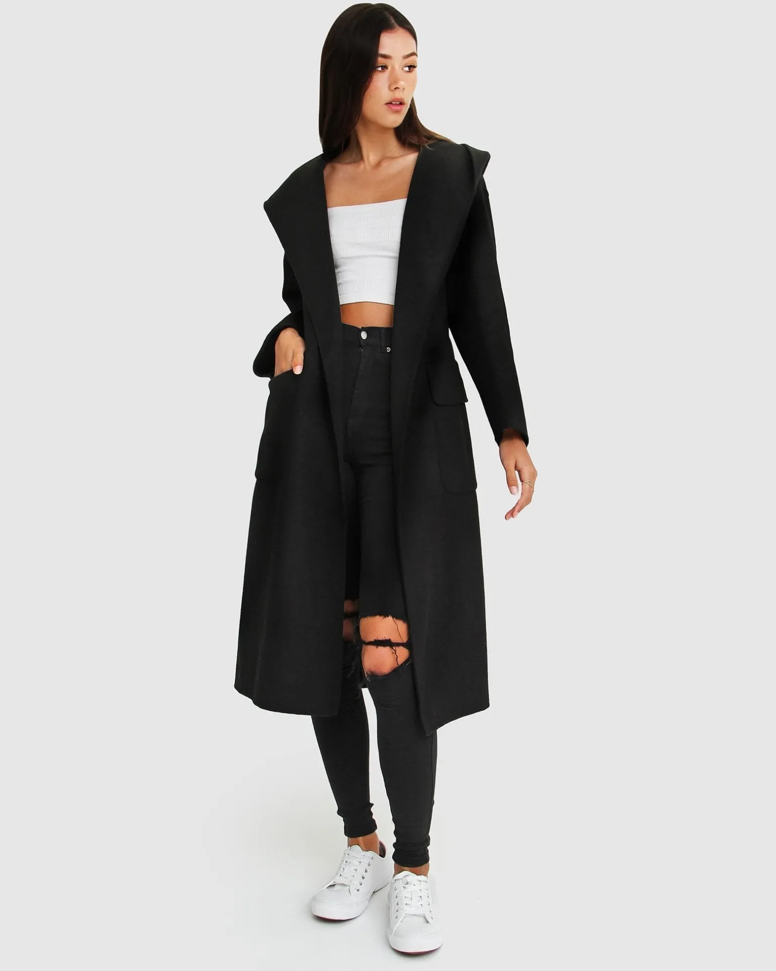 Belle & Bloom Belted Coats | Wool Coats>Runaway Wool Blend Robe Coat -
