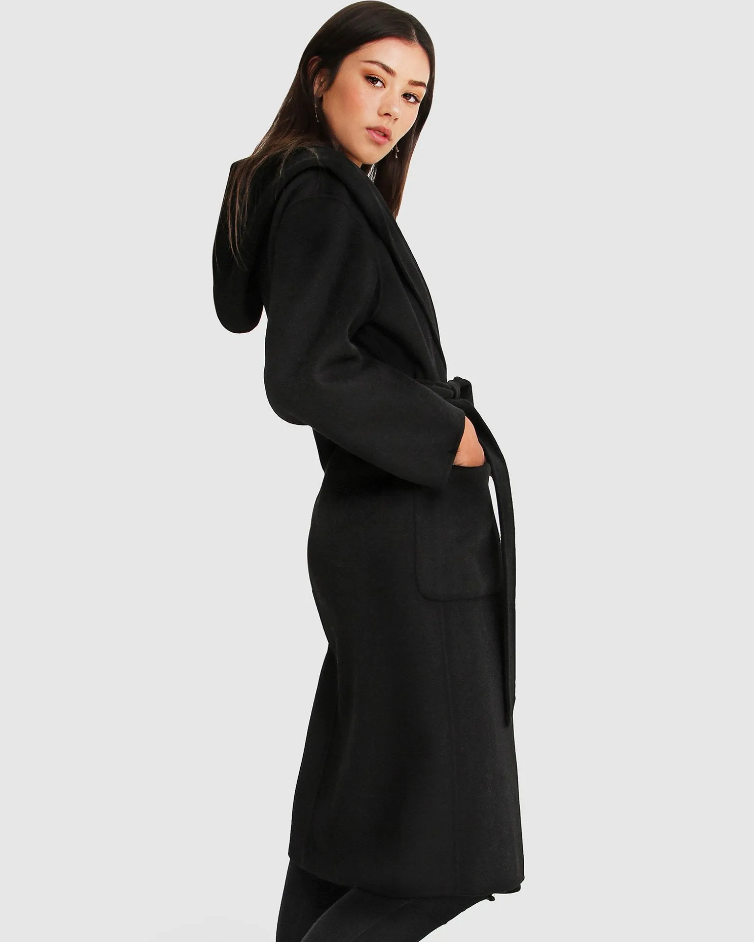 Belle & Bloom Belted Coats | Wool Coats>Runaway Wool Blend Robe Coat -