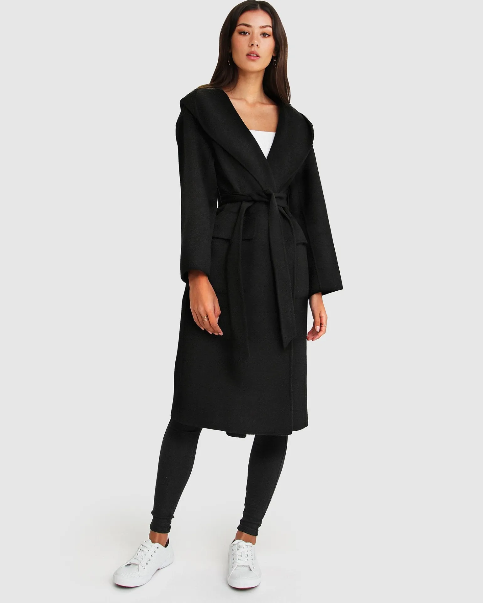 Belle & Bloom Belted Coats | Wool Coats>Runaway Wool Blend Robe Coat -