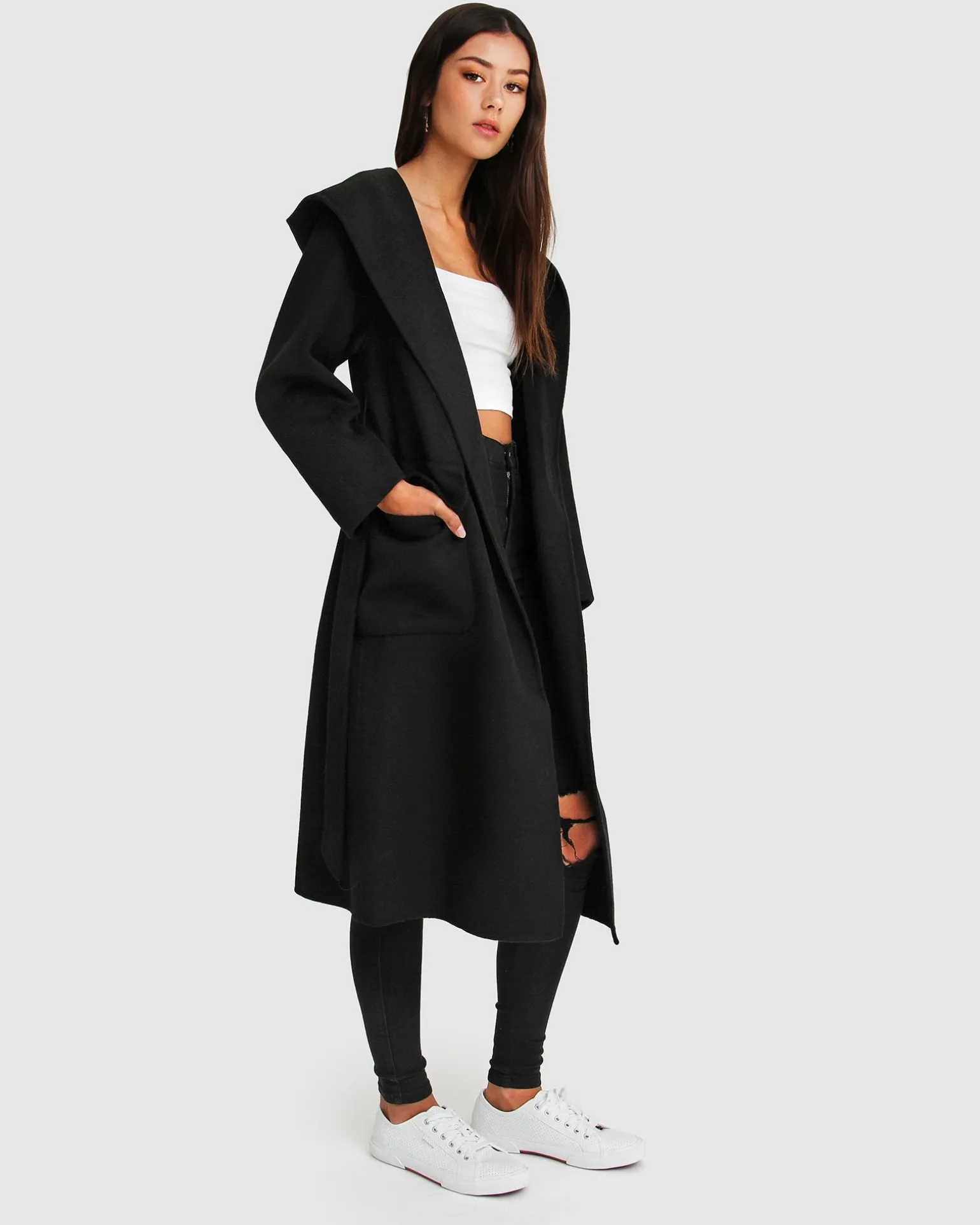 Belle & Bloom Belted Coats | Wool Coats>Runaway Wool Blend Robe Coat -