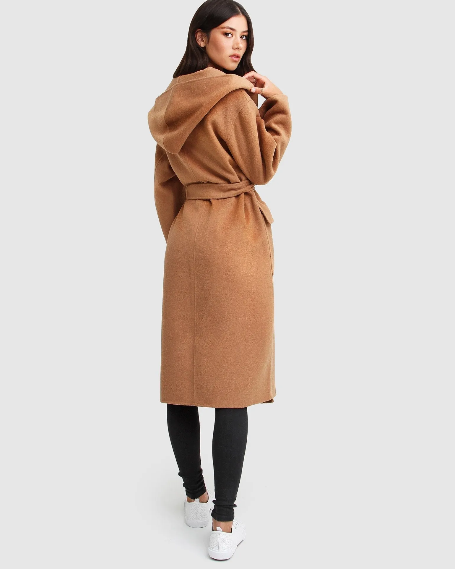 Belle & Bloom Belted Coats | Wool Coats>Runaway Wool Blend Robe Coat - Dark Camel