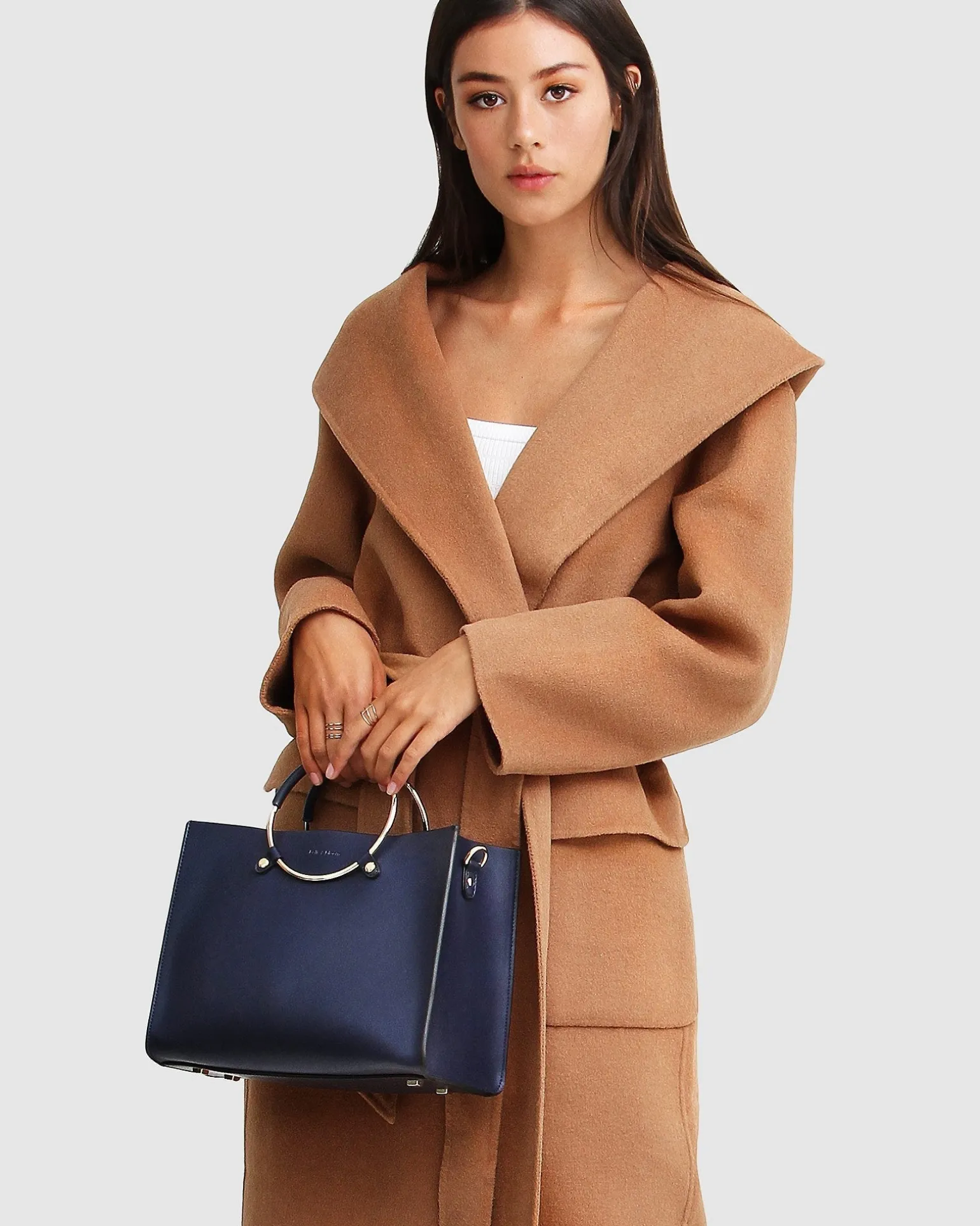 Belle & Bloom Belted Coats | Wool Coats>Runaway Wool Blend Robe Coat - Dark Camel