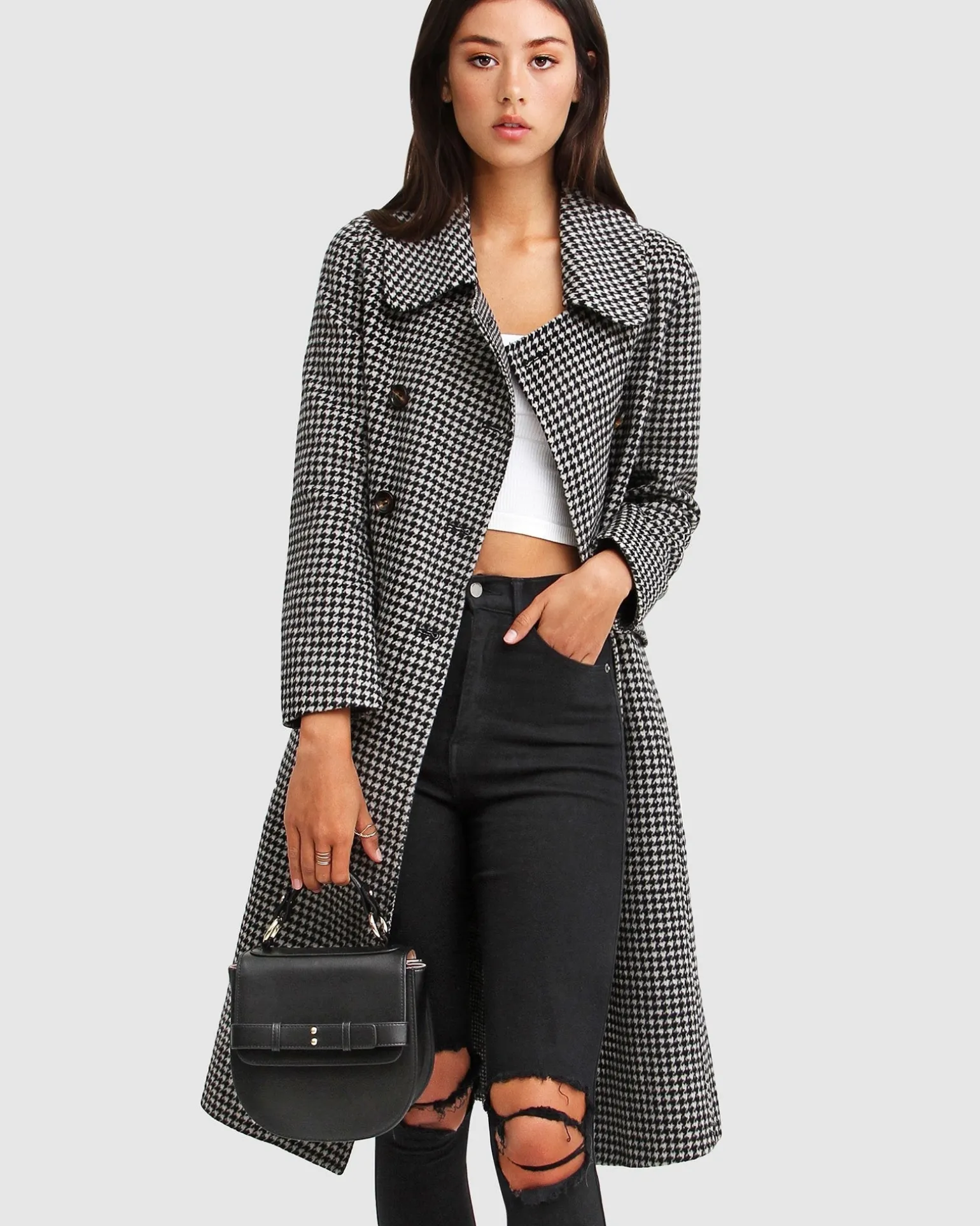 Belle & Bloom Wool Coats | Wool Coats>Save My Love Wool Coat - Black & White Check