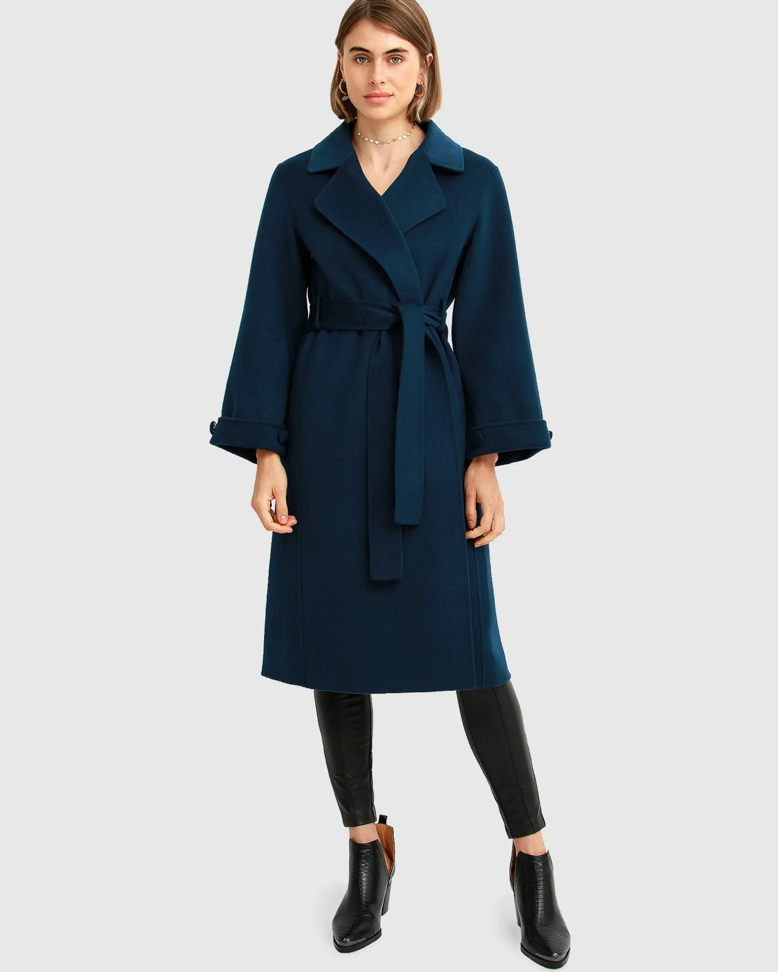 Belle & Bloom Belted Coats | Wool Coats>Stay Wild Oversized Wool Coat - Dark Teal