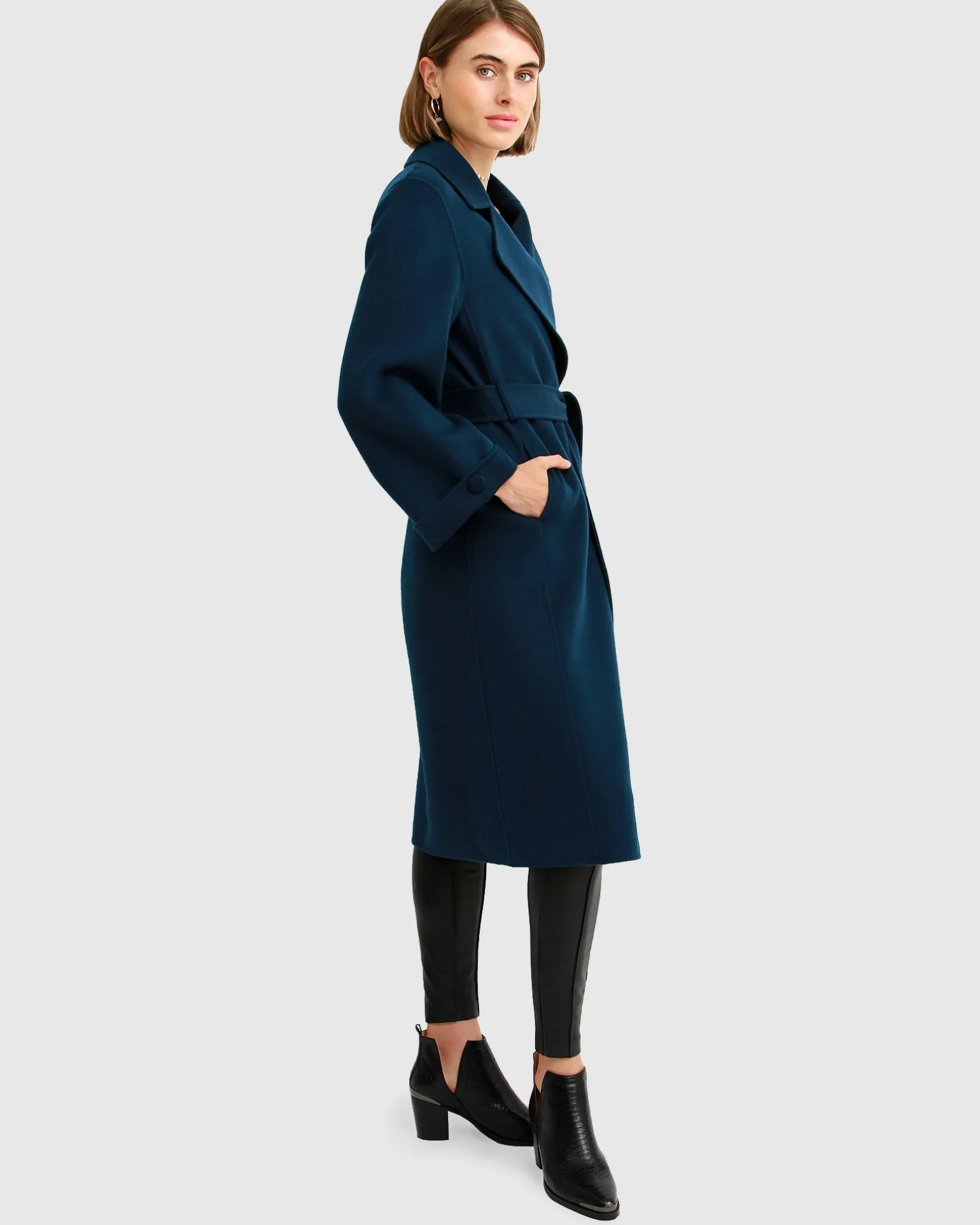 Belle & Bloom Belted Coats | Wool Coats>Stay Wild Oversized Wool Coat - Dark Teal