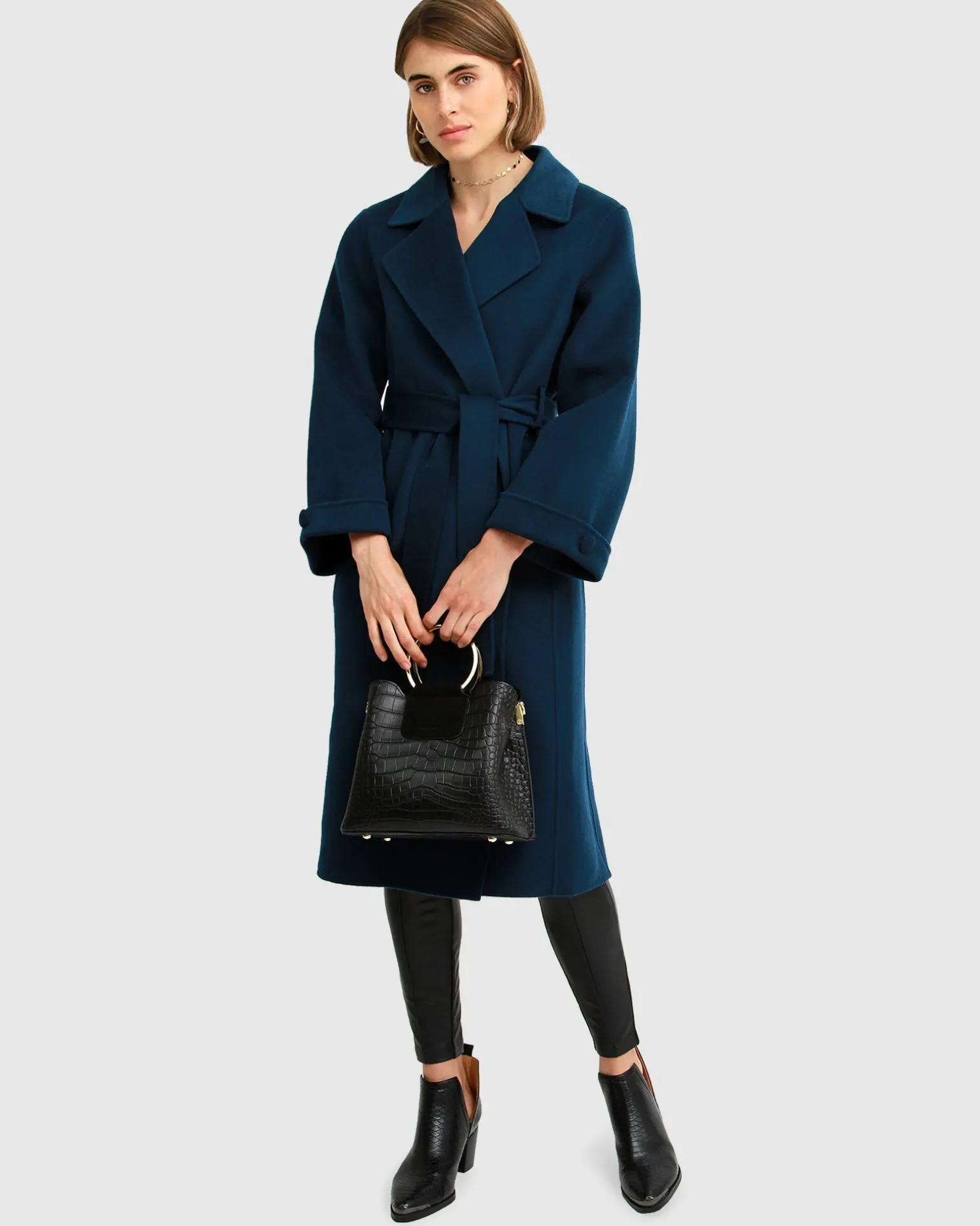 Belle & Bloom Belted Coats | Wool Coats>Stay Wild Oversized Wool Coat - Dark Teal