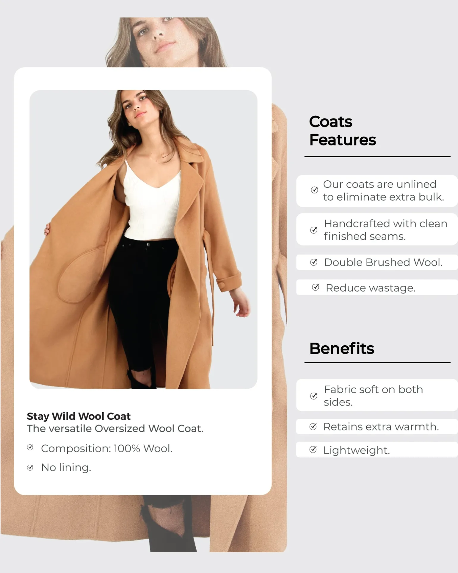 Belle & Bloom Belted Coats | Wool Coats>Stay Wild Oversized Wool Coat -