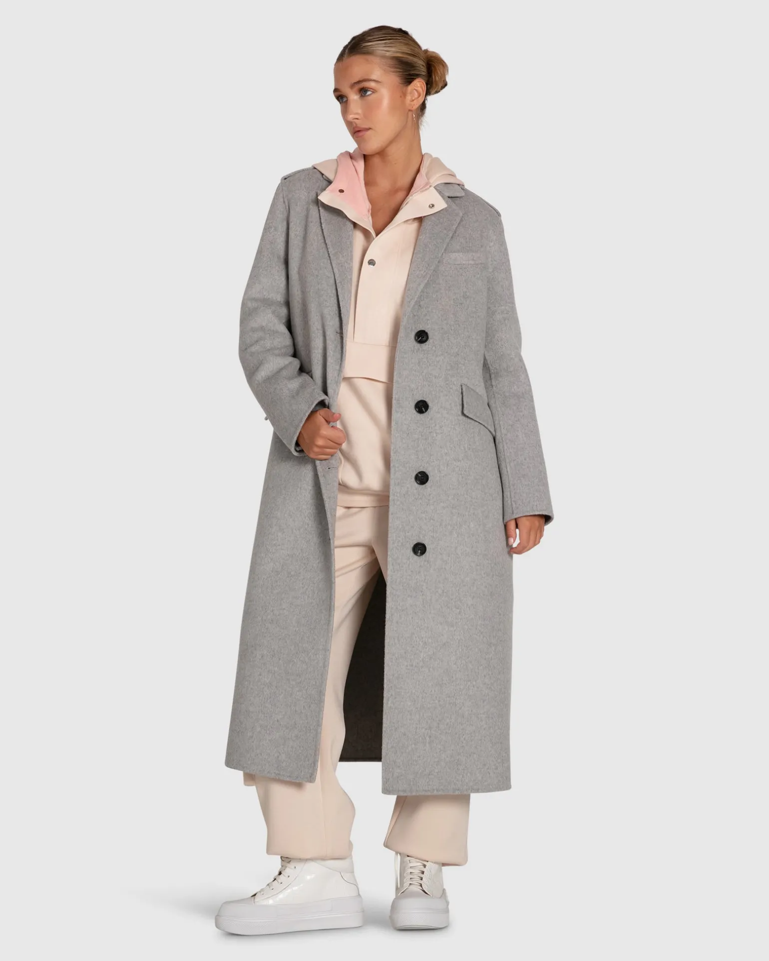 Belle & Bloom Wool Coats | Wool Coats>Tainted Love Longline Coat - Grey Marle