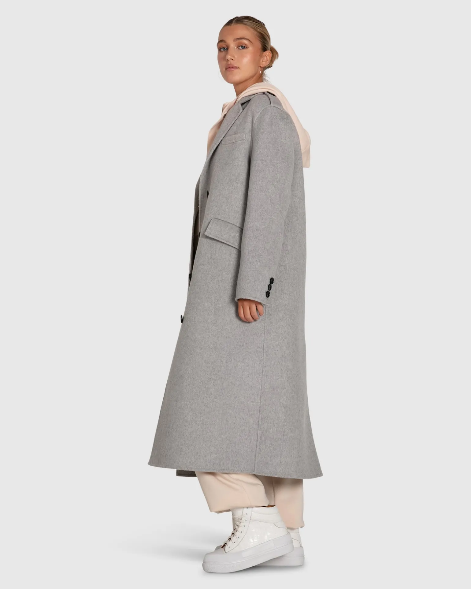 Belle & Bloom Wool Coats | Wool Coats>Tainted Love Longline Coat - Grey Marle