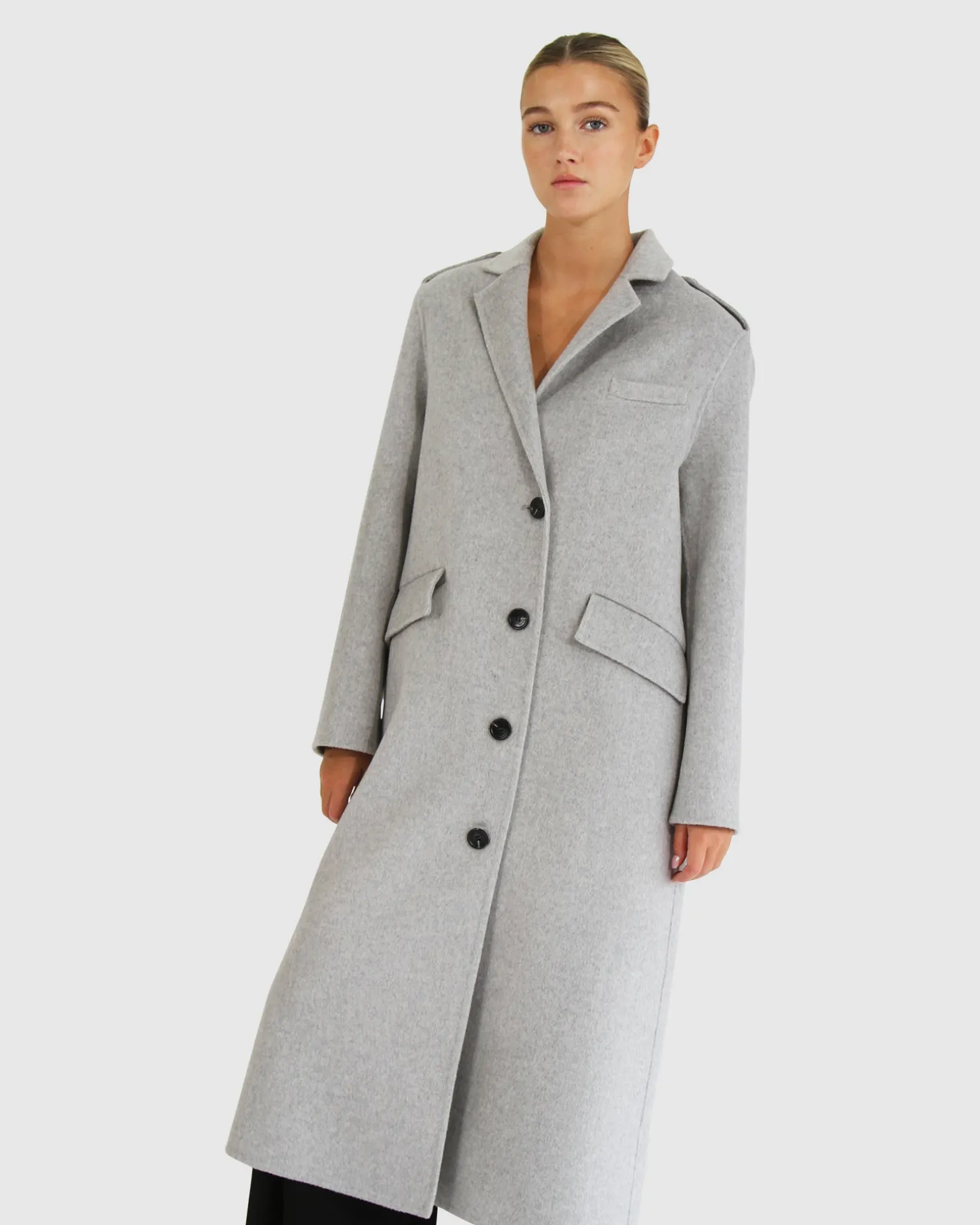 Belle & Bloom Wool Coats | Wool Coats>Tainted Love Longline Coat - Grey Marle