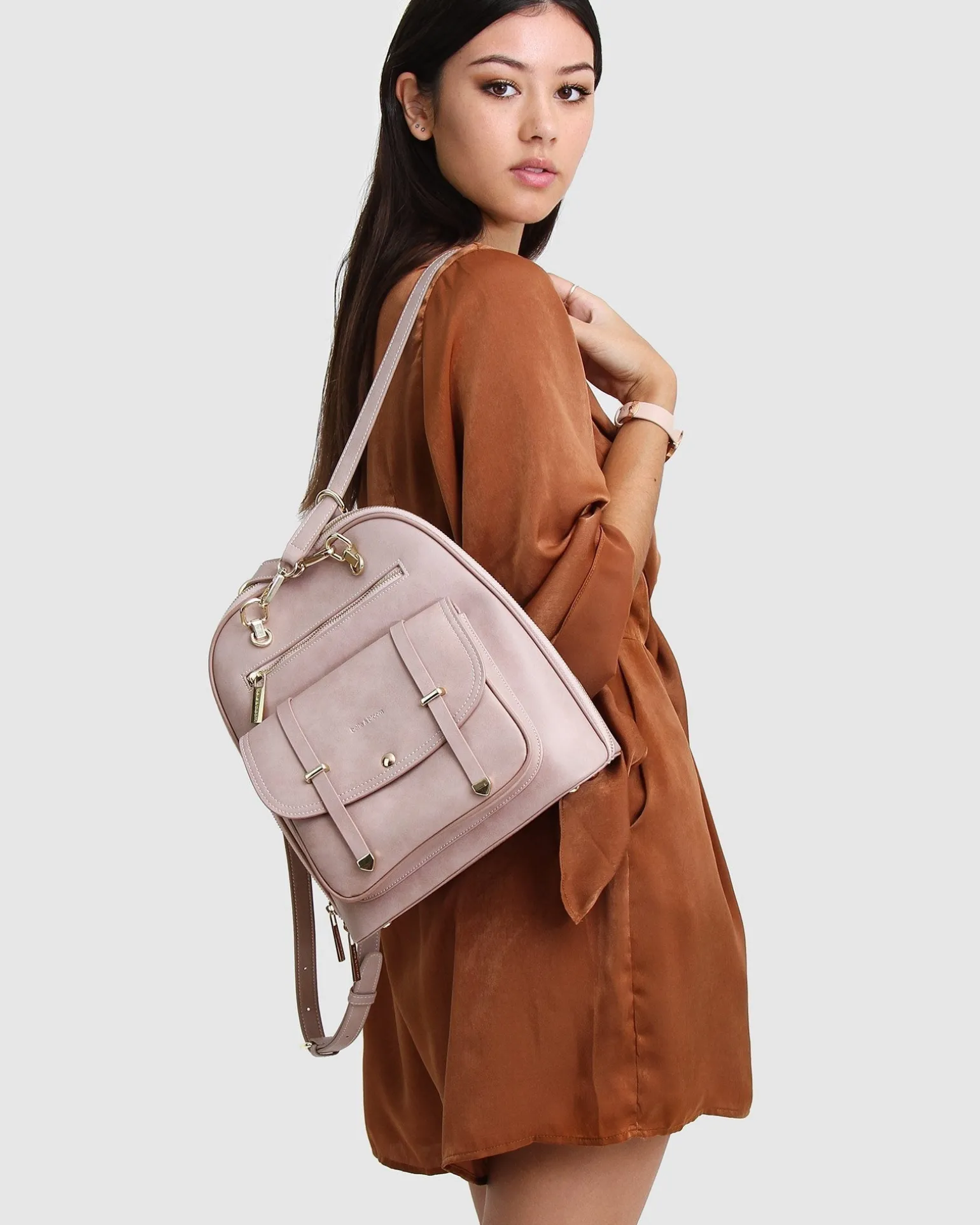 Belle & Bloom Backpacks | Handbags>5th Ave Leather Backpack - Dusty Pink