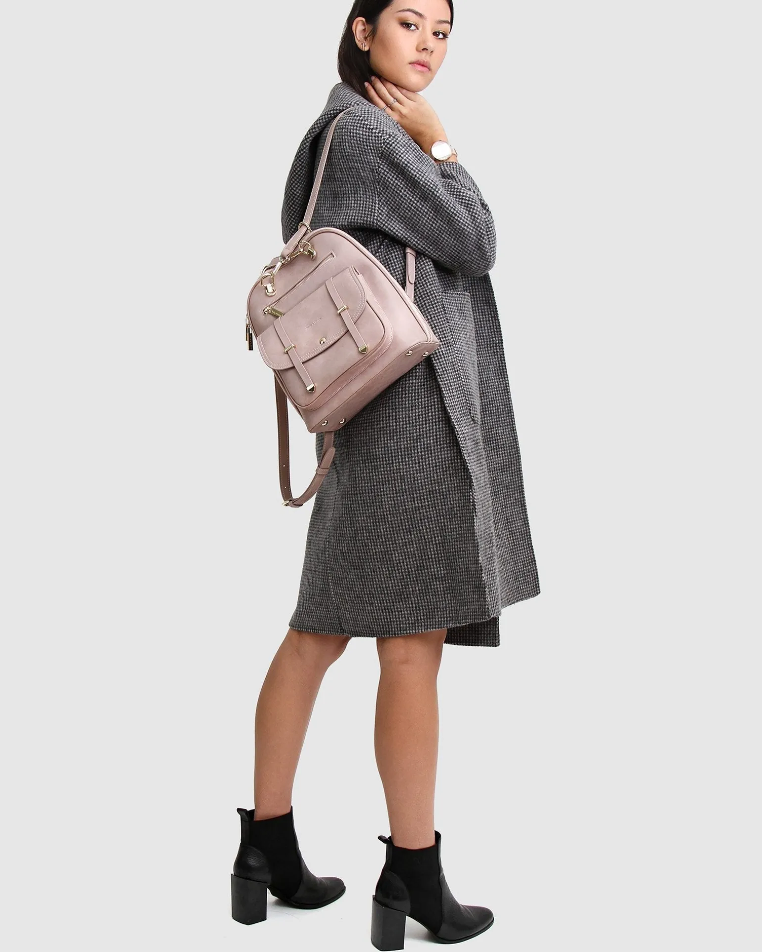 Belle & Bloom Backpacks | Handbags>5th Ave Leather Backpack - Dusty Pink