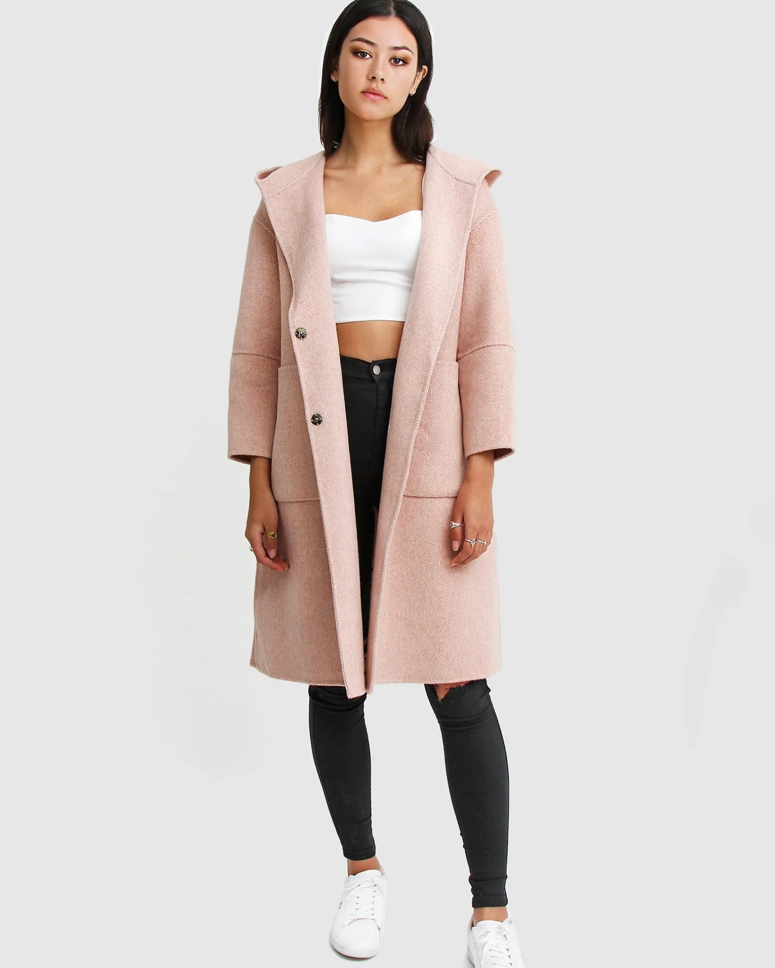 Belle & Bloom Wool Coats | Wool Coats>Walk This Way Wool Blend Oversized Coat - Blush Pink