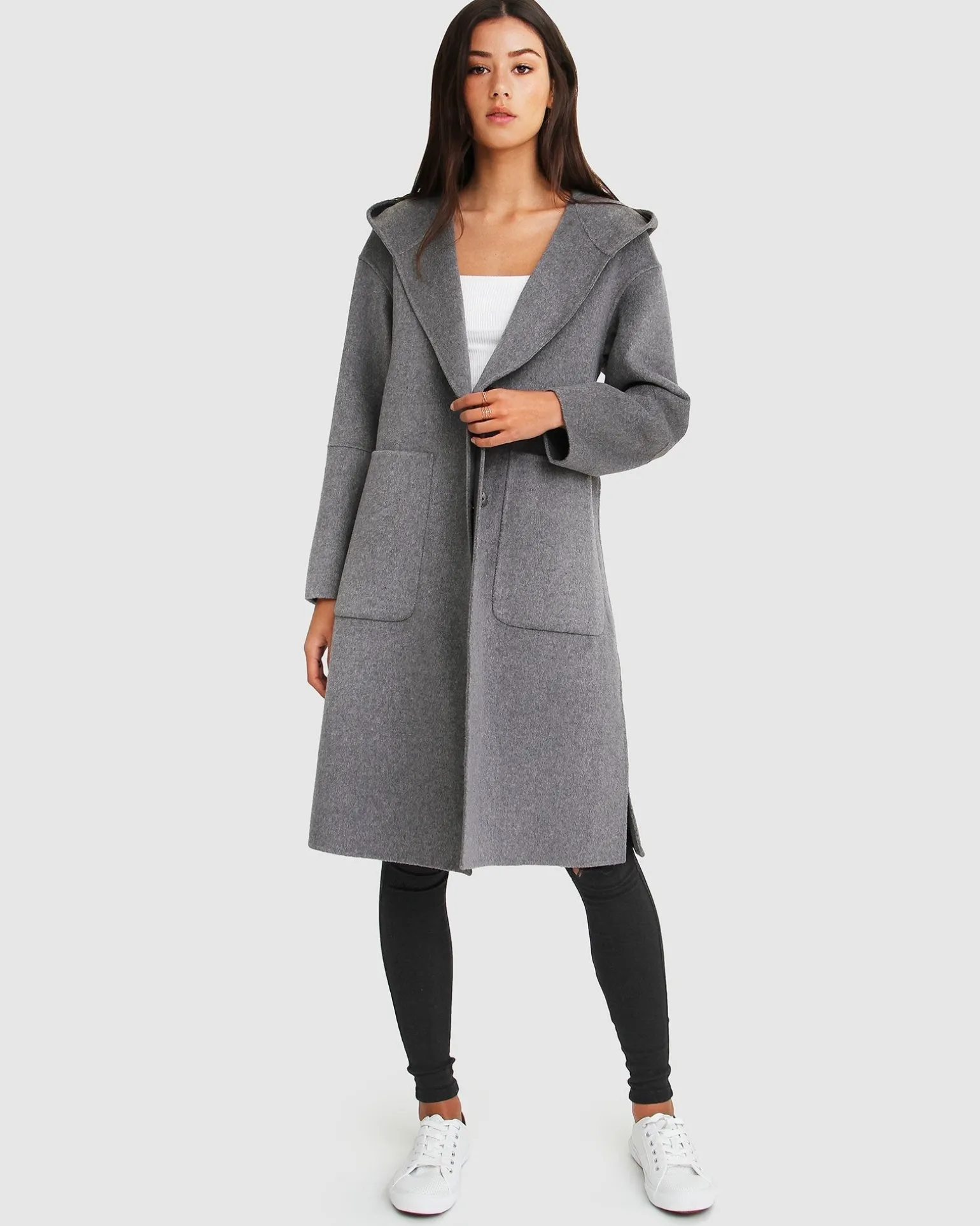 Belle & Bloom Wool Coats | Wool Coats>Walk This Way Wool Blend Oversized Coat - Dark Grey