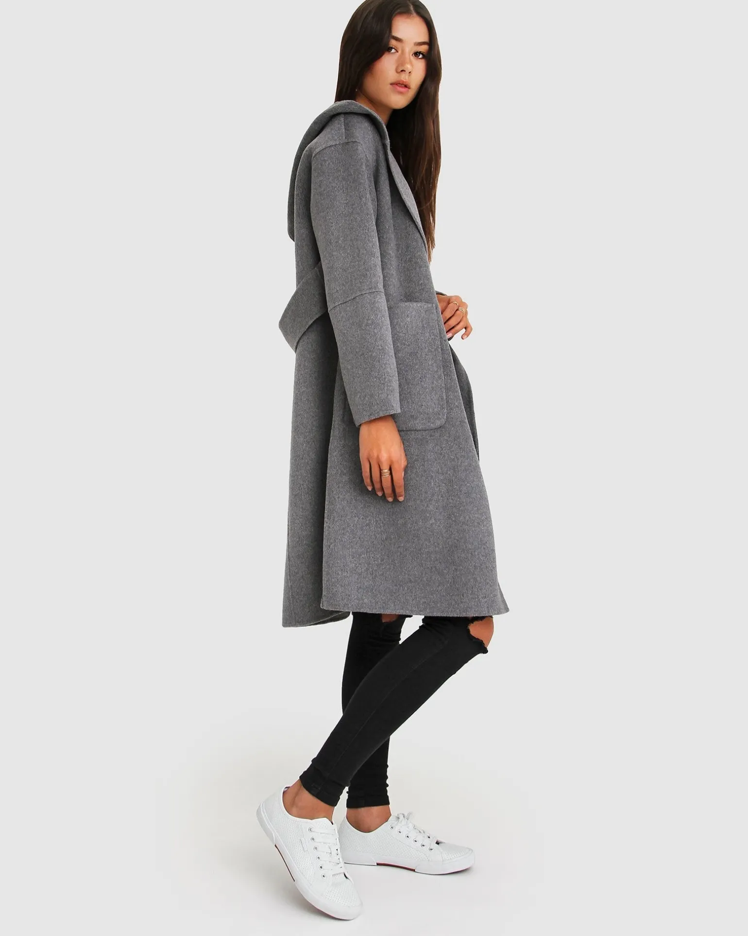 Belle & Bloom Wool Coats | Wool Coats>Walk This Way Wool Blend Oversized Coat - Dark Grey