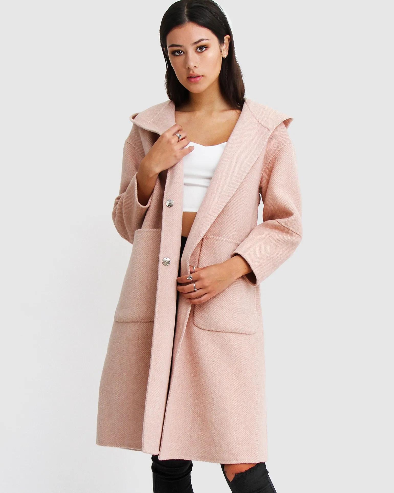 Belle & Bloom Wool Coats | Wool Coats>Walk This Way Wool Blend Oversized Coat - Blush Pink