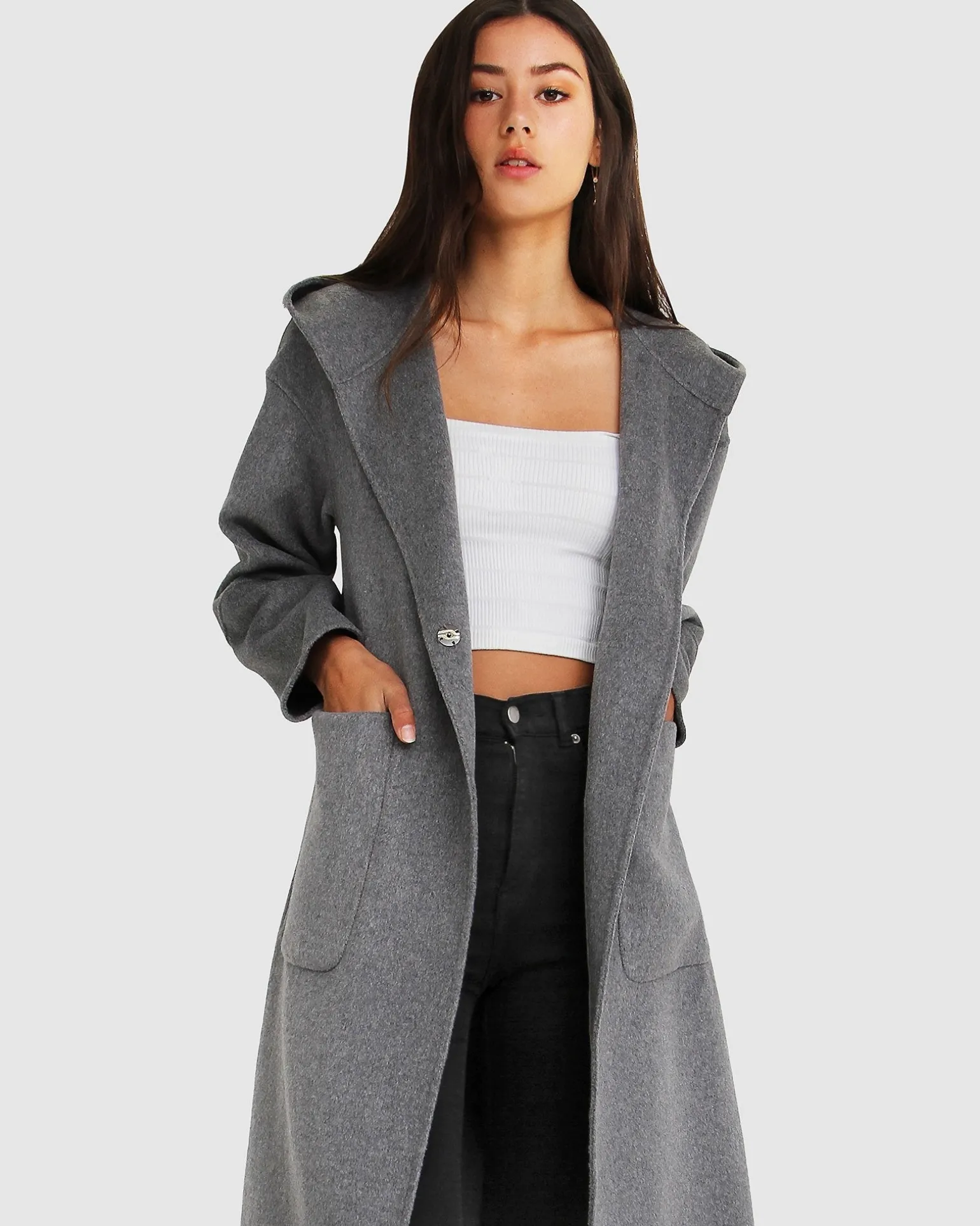 Belle & Bloom Wool Coats | Wool Coats>Walk This Way Wool Blend Oversized Coat - Dark Grey