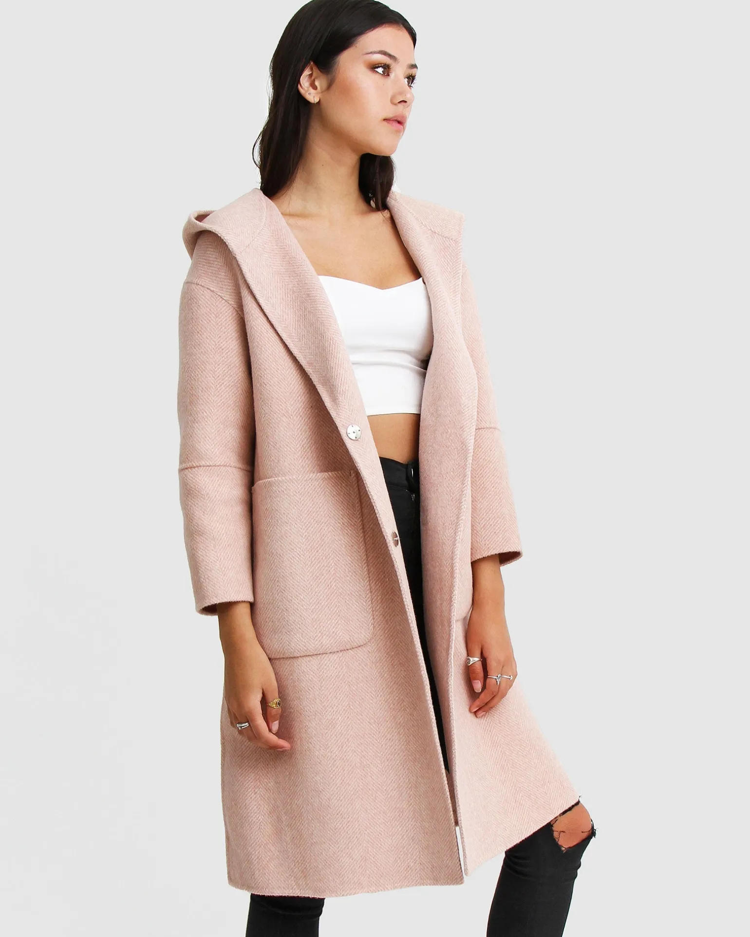 Belle & Bloom Wool Coats | Wool Coats>Walk This Way Wool Blend Oversized Coat - Blush Pink