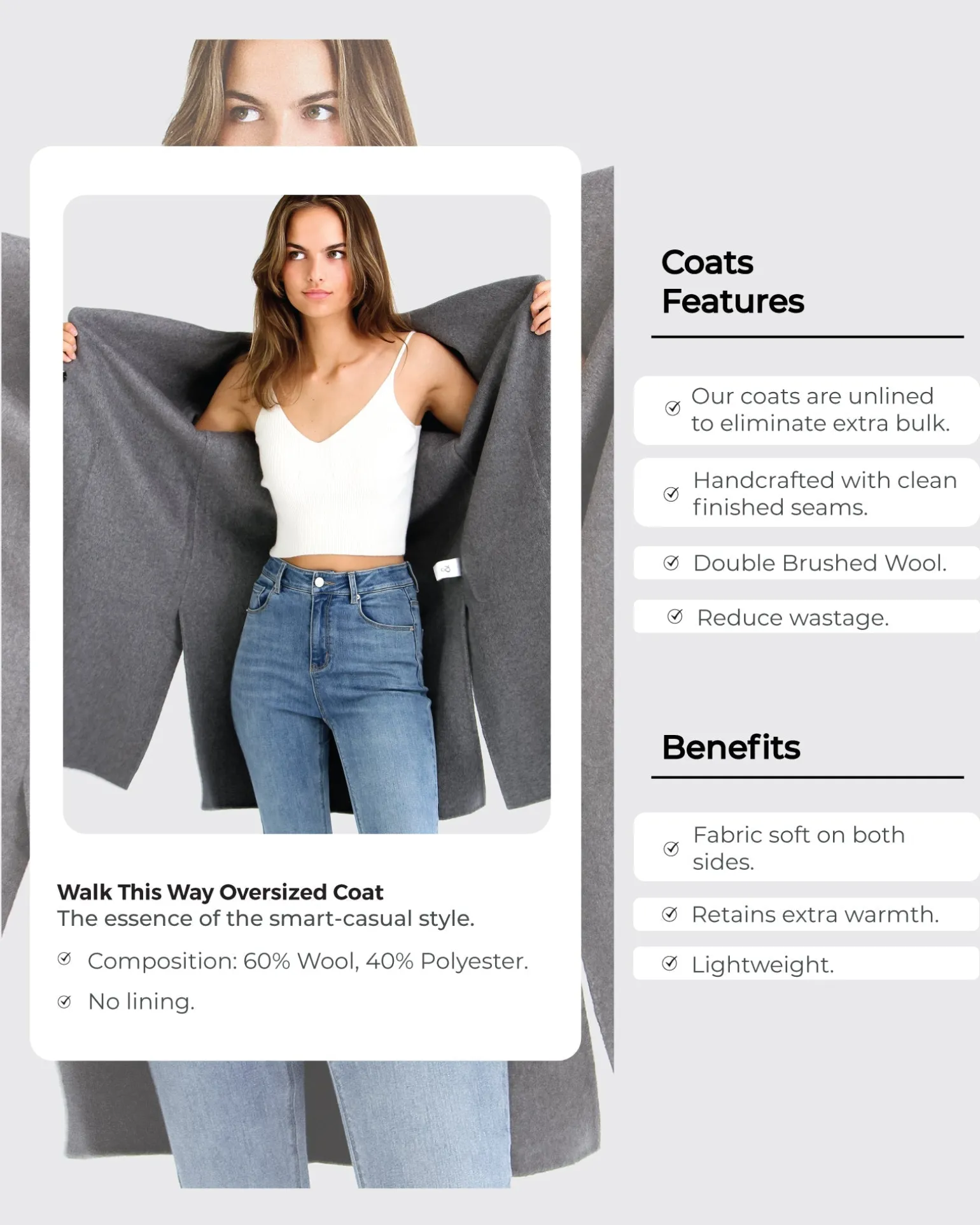 Belle & Bloom Wool Coats | Wool Coats>Walk This Way Wool Blend Oversized C -