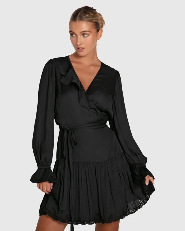 Belle & Bloom Mini Dresses | Mini Dresses>Wild Flower Embroidered Wrap Dress -