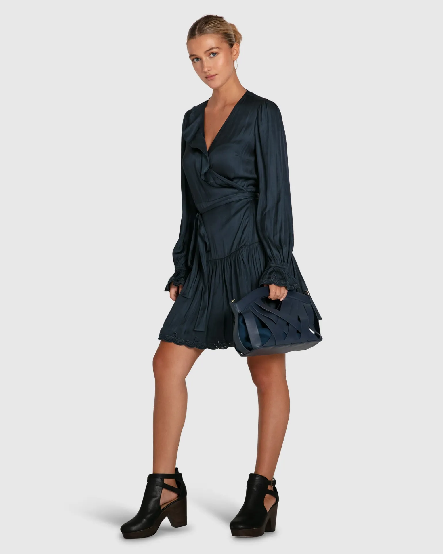 Belle & Bloom Mini Dresses | Mini Dresses>Wild Flower Embroidered Wrap Dress -
