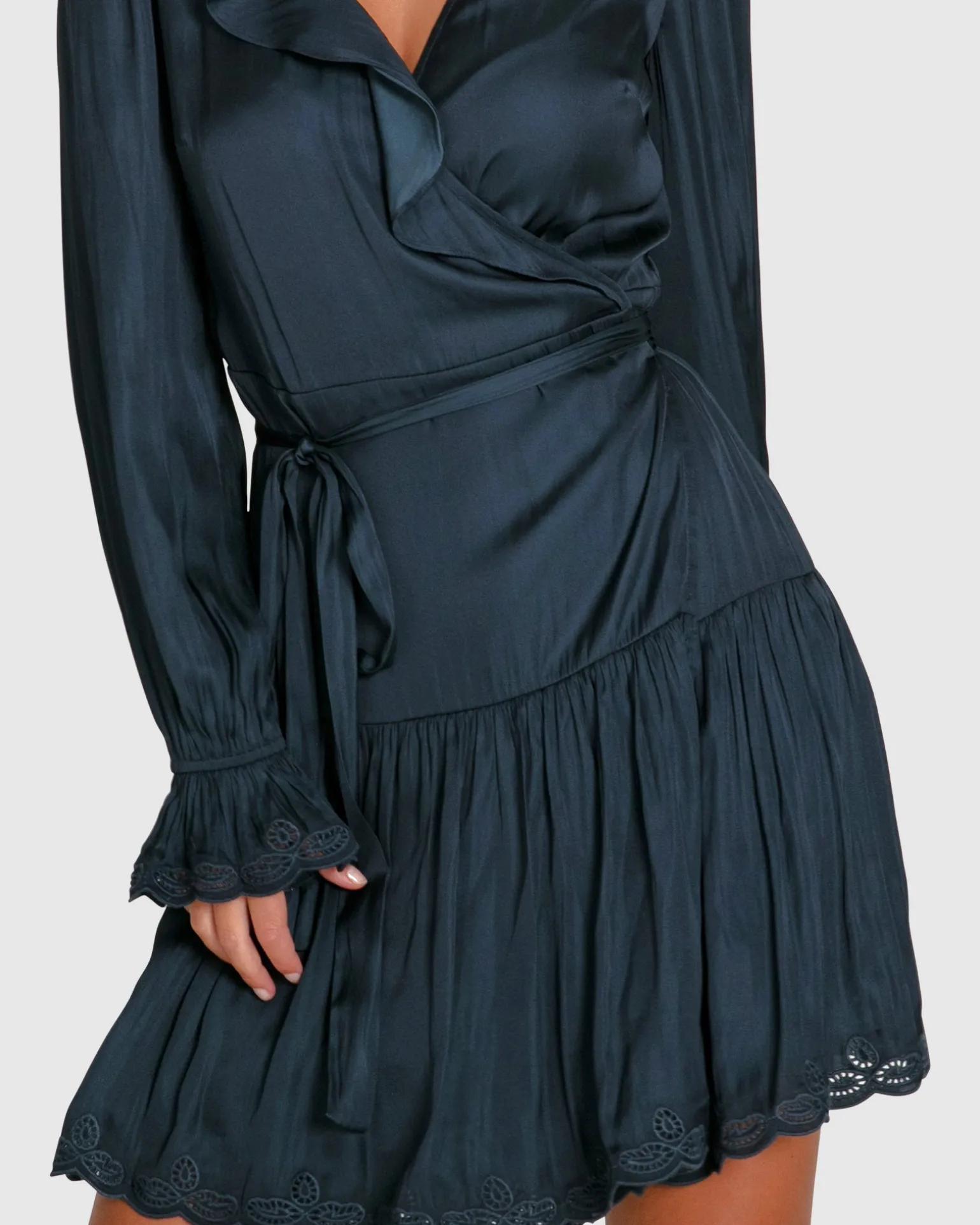 Belle & Bloom Mini Dresses | Mini Dresses>Wild Flower Embroidered Wrap Dress -