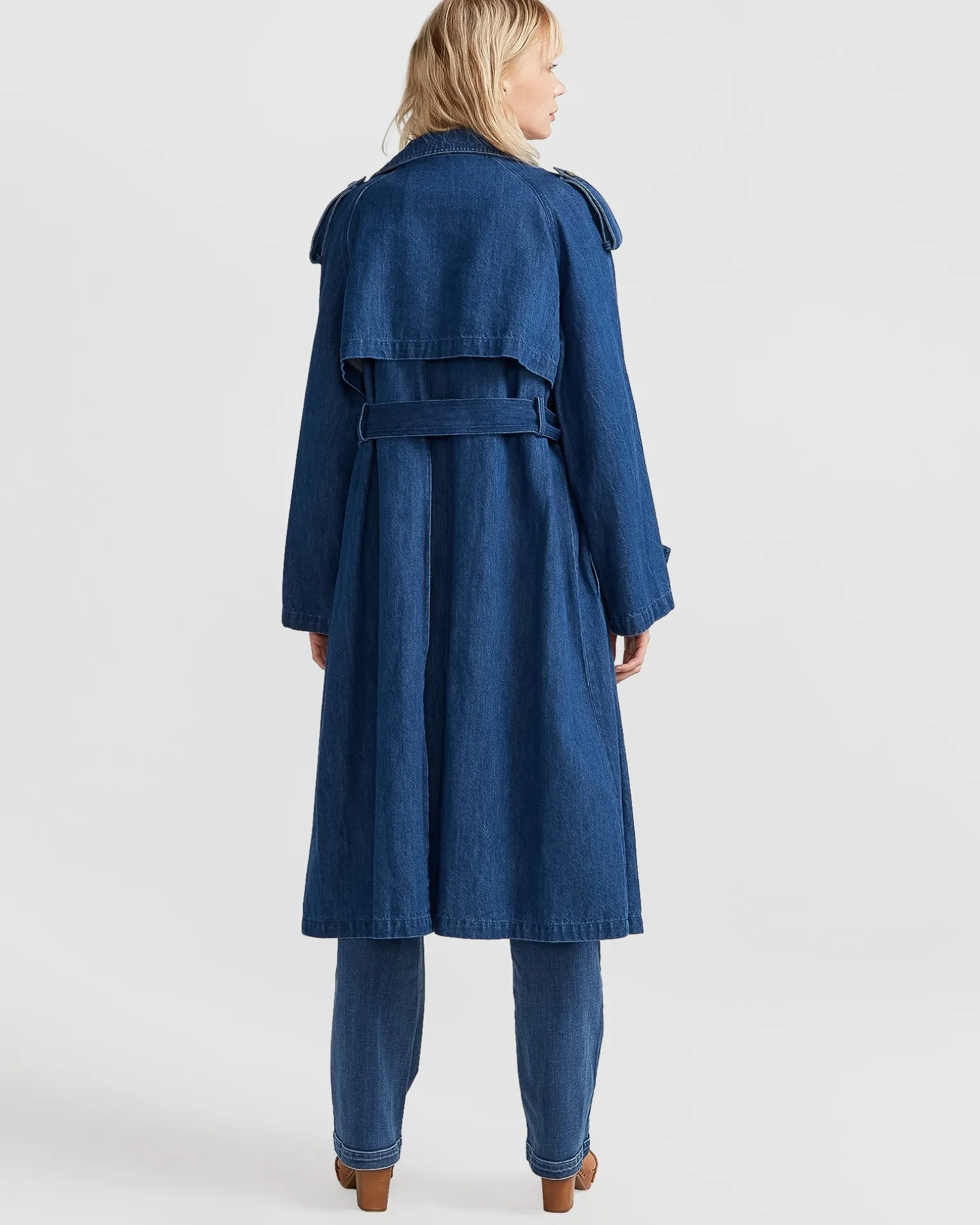 Belle & Bloom Trench Coats | Trench Coats>Wild Skies Denim Trench - Mid Denim