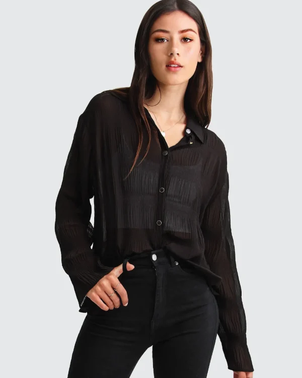 Belle & Bloom Shirts & Blouses>Yoko Shirred Chiffon Blouse -